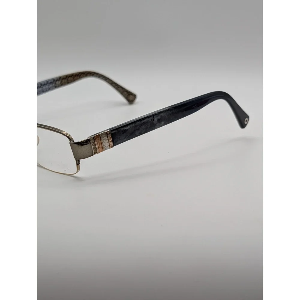 Coach HB 5027B Gunmetal‎ Rectangular Eyeglasses Frames Crystal Logo Temples